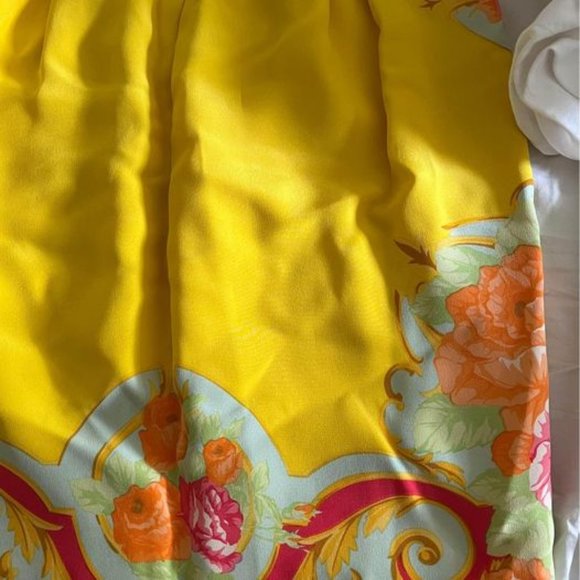 Beautiful Vintage Silk Lemon Yellow Floral 2 Piece Co-ord Set - Picture 8 of 9